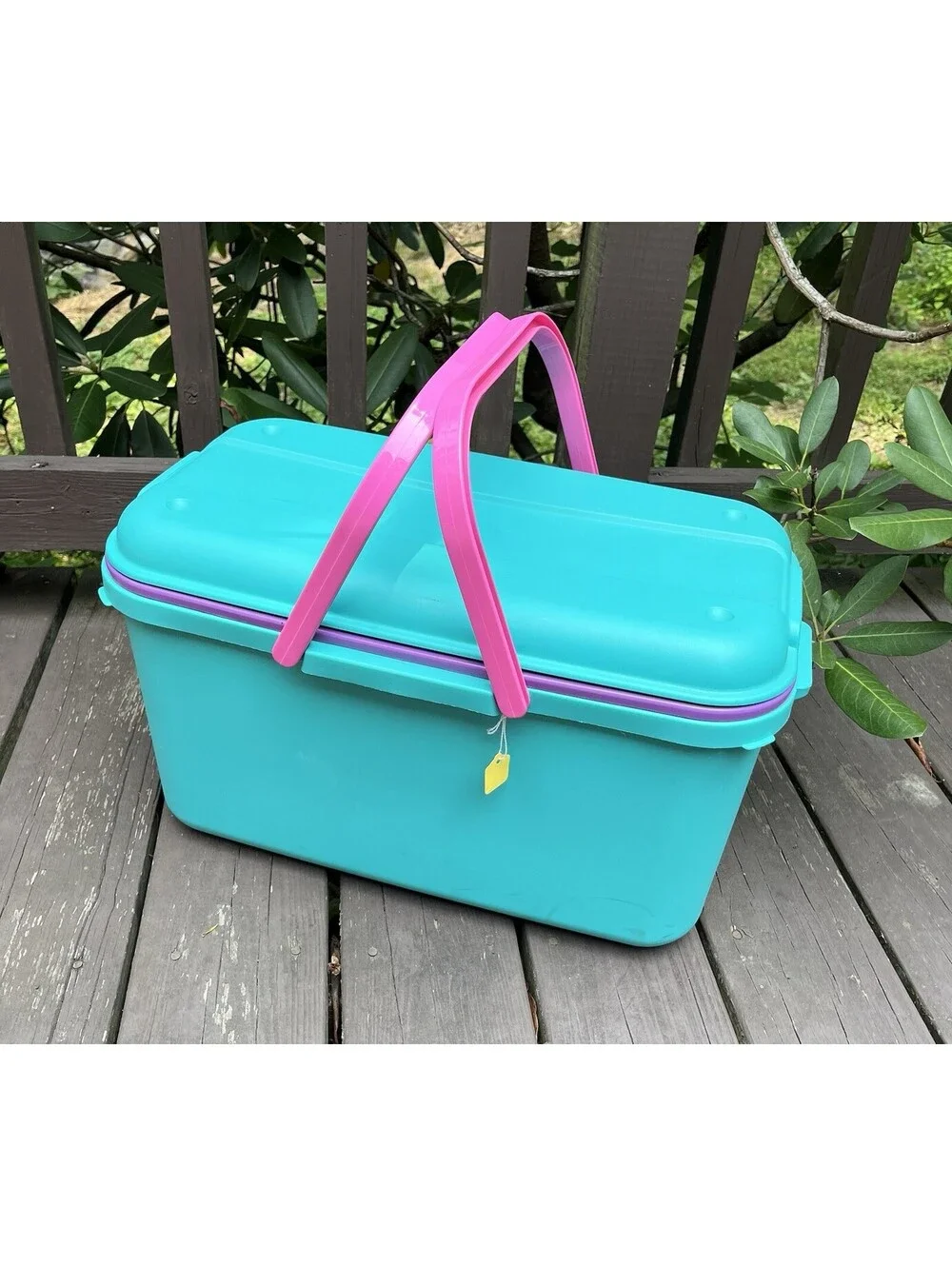 Eagle Storage Sewing Organizer Tote Bin Teal Purple Pink Vintage 90s + 2 Inserts